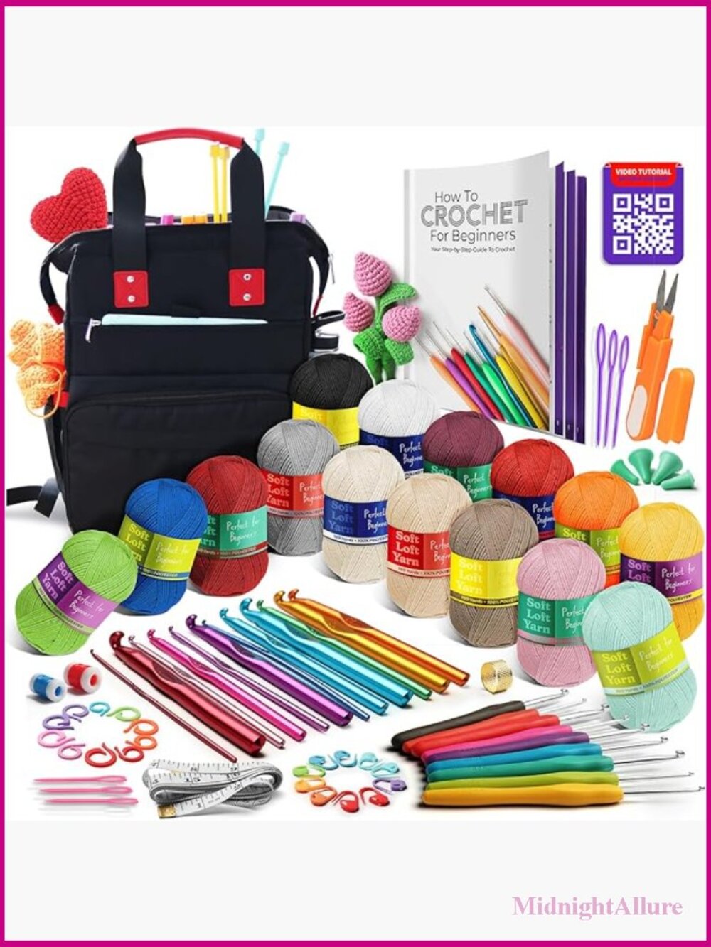 Crochet Kit For Beginners - Complete Set With Yarn, Hooks, & Backpack